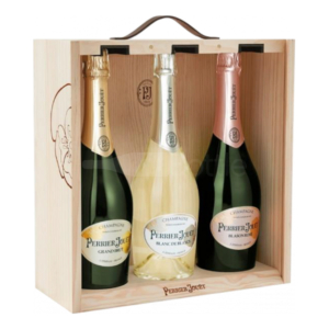 Perrier Jouet Holz Box mit 3 Flaschen - 75cl