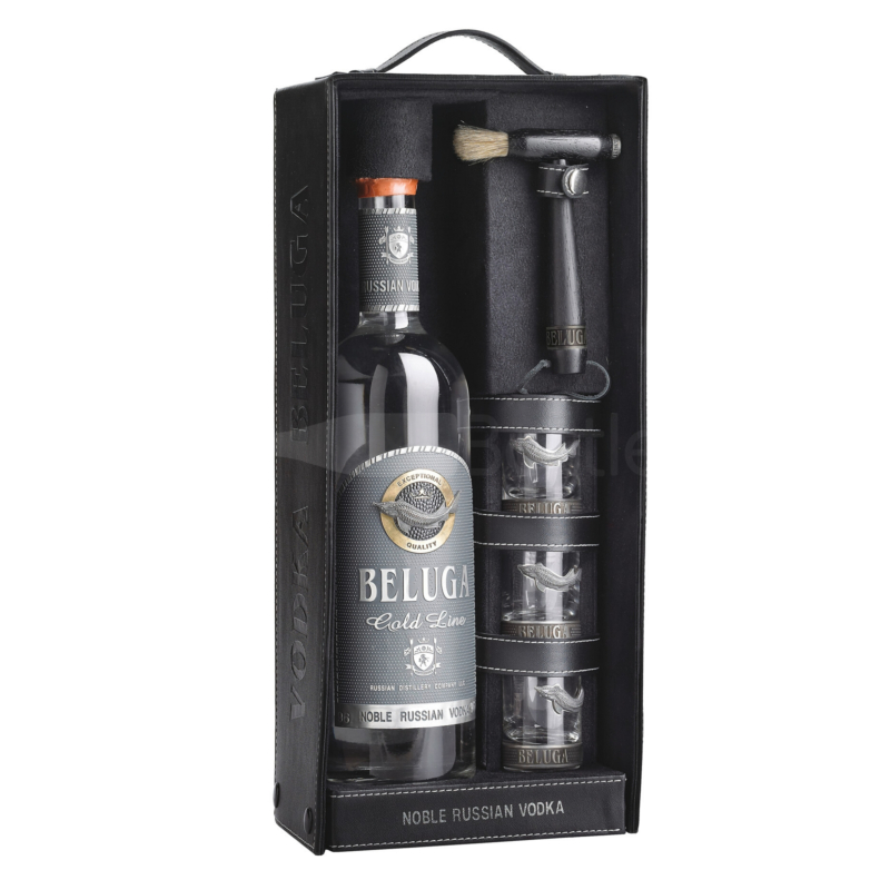 Beluga Vodka Gold Line Leder Set