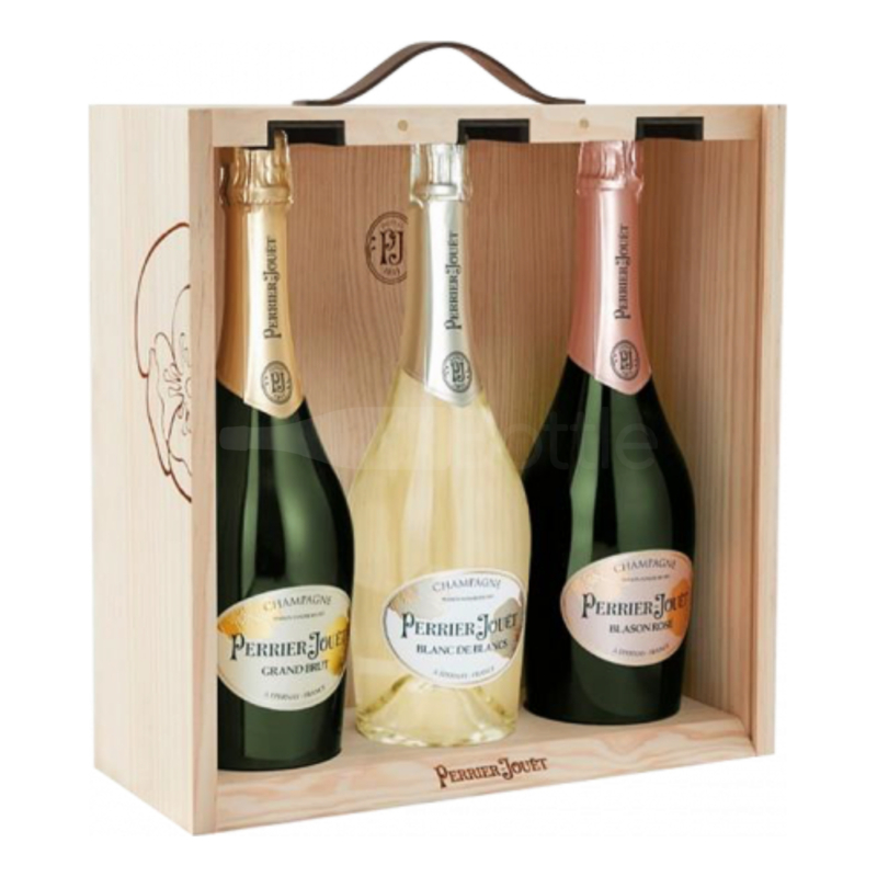 Perrier Jouet Holz Box mit 3 Flaschen